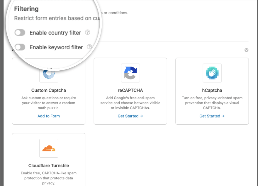 Aktifkan filter geografis di WPForms