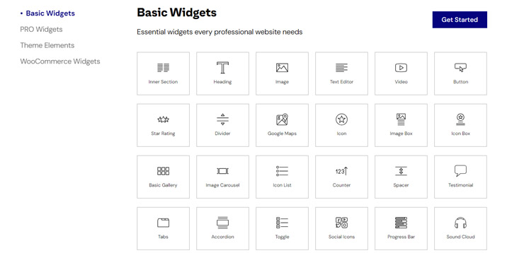 Widgets de Elementor