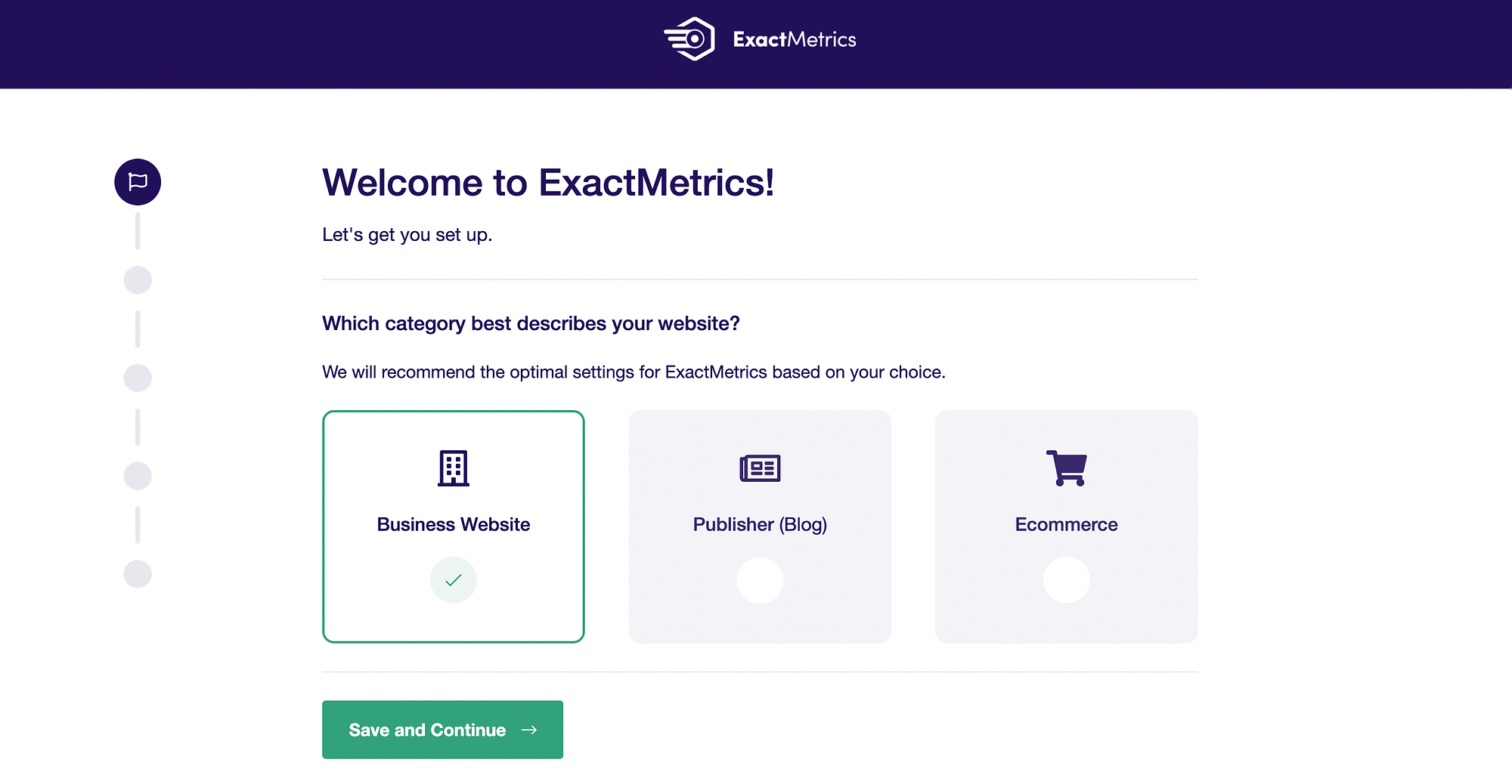 MonsterInsights と ExactMetrics のウェルカム ページはほぼ同じです。