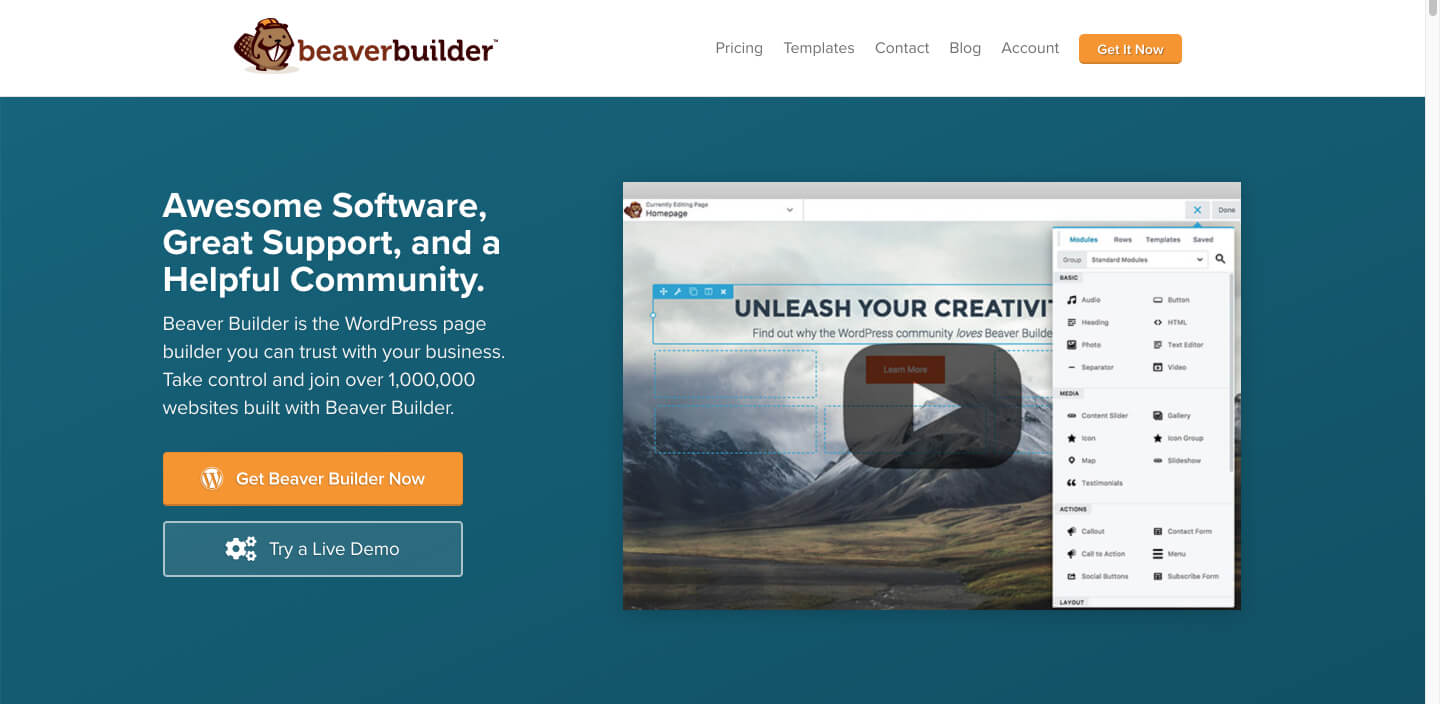 Beaver Builder web sitesi oluşturucu.