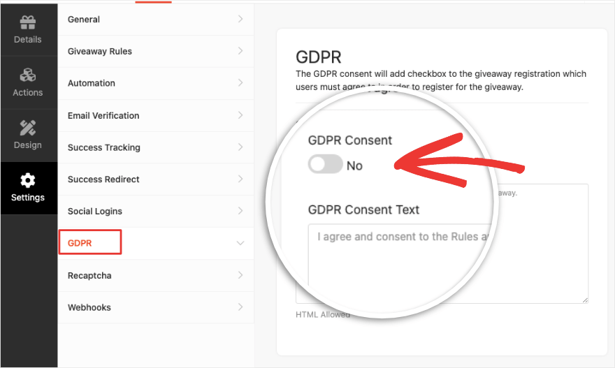 RafflePress 中的 GDPR 同意