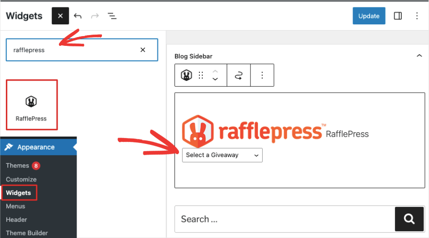 RafflePress widget'ı