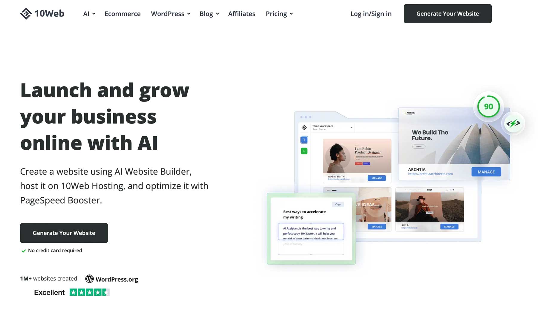 10Web 最佳 AI WordPress 网站构建器