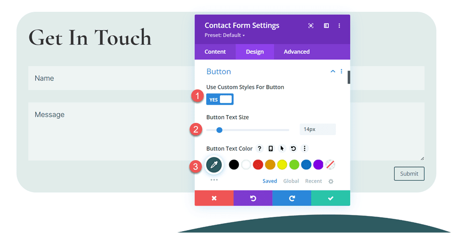 Divi inclut plusieurs adresses e-mail dans les styles de boutons du module de formulaire de contact