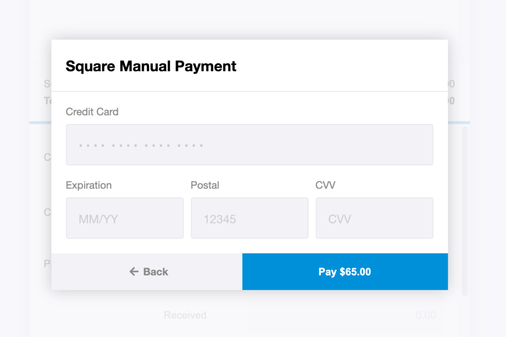 Paiements manuels de FooSales par carte.