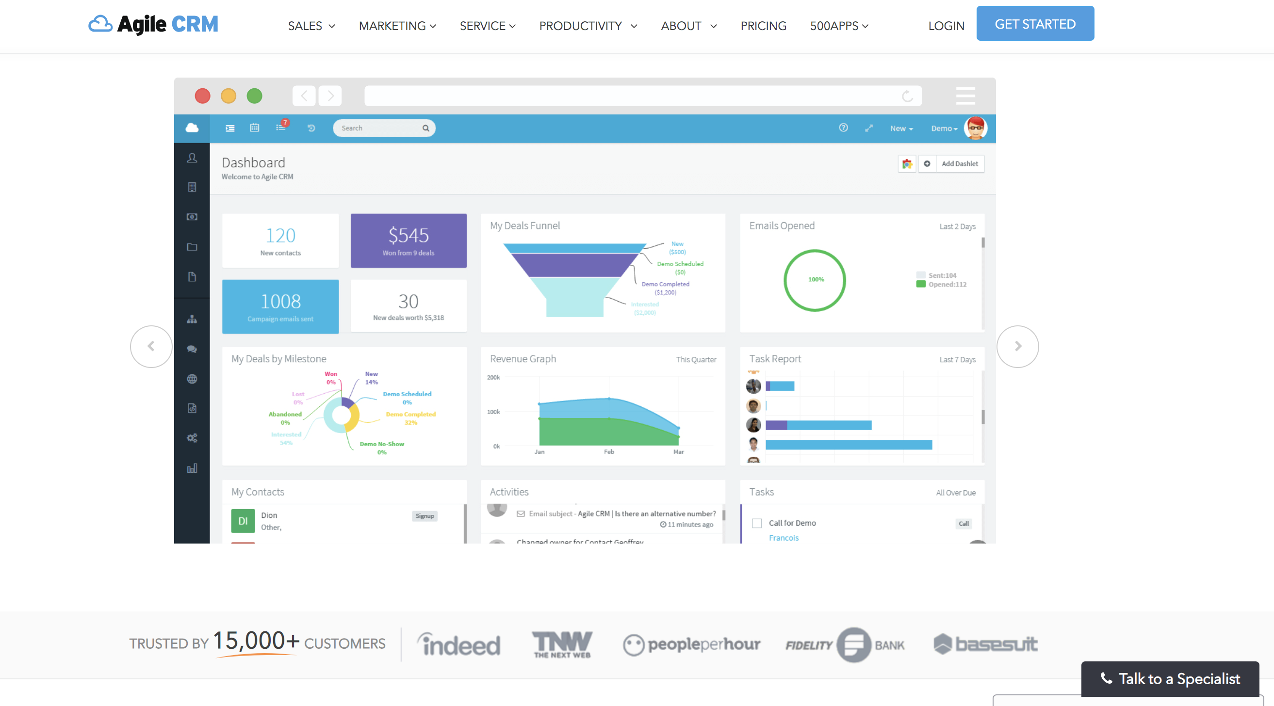 หน้าแรกของ Agile CRM