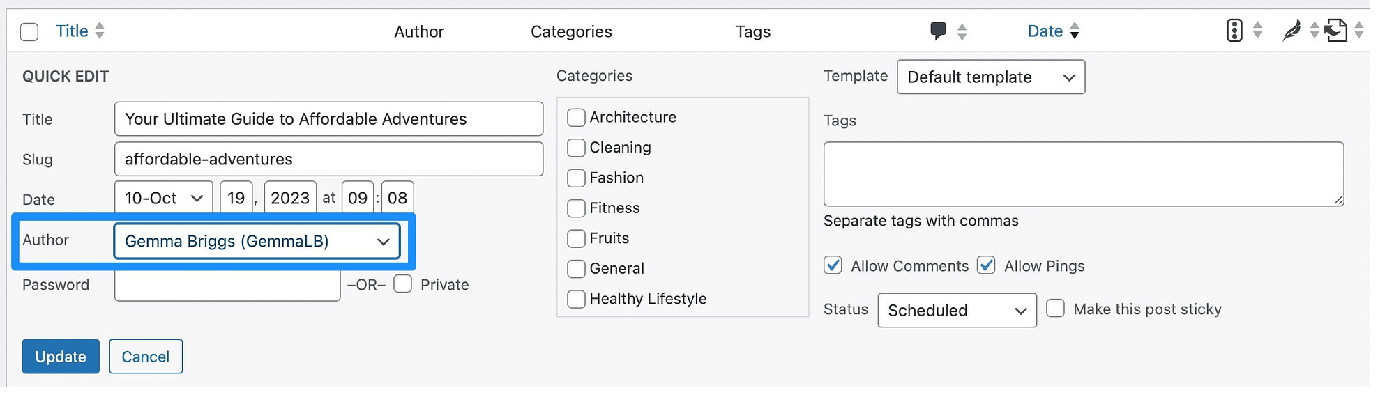 วิธีเปลี่ยนผู้เขียนใน WordPress โดยใช้การแก้ไขด่วน