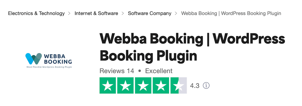 Webba Booking Trustpilot avaliações