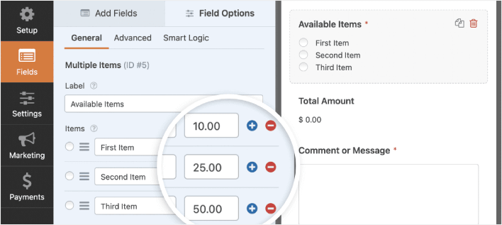 Bidang formulir pemesanan WordPress WPForms