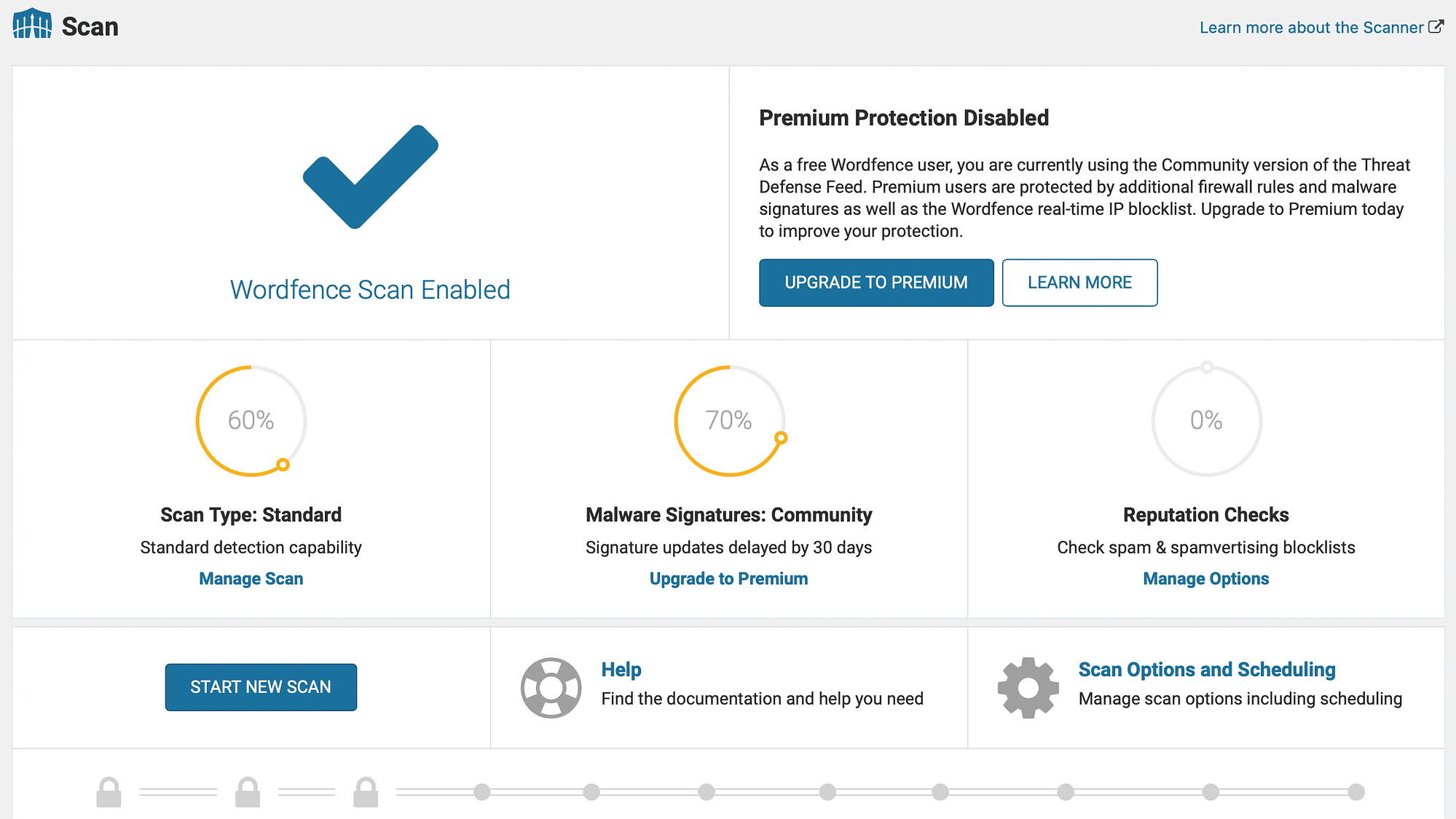 Wordfence ve Hepsi Bir Arada WP Güvenliği: Wordfence kötü amaçlı yazılım taraması.