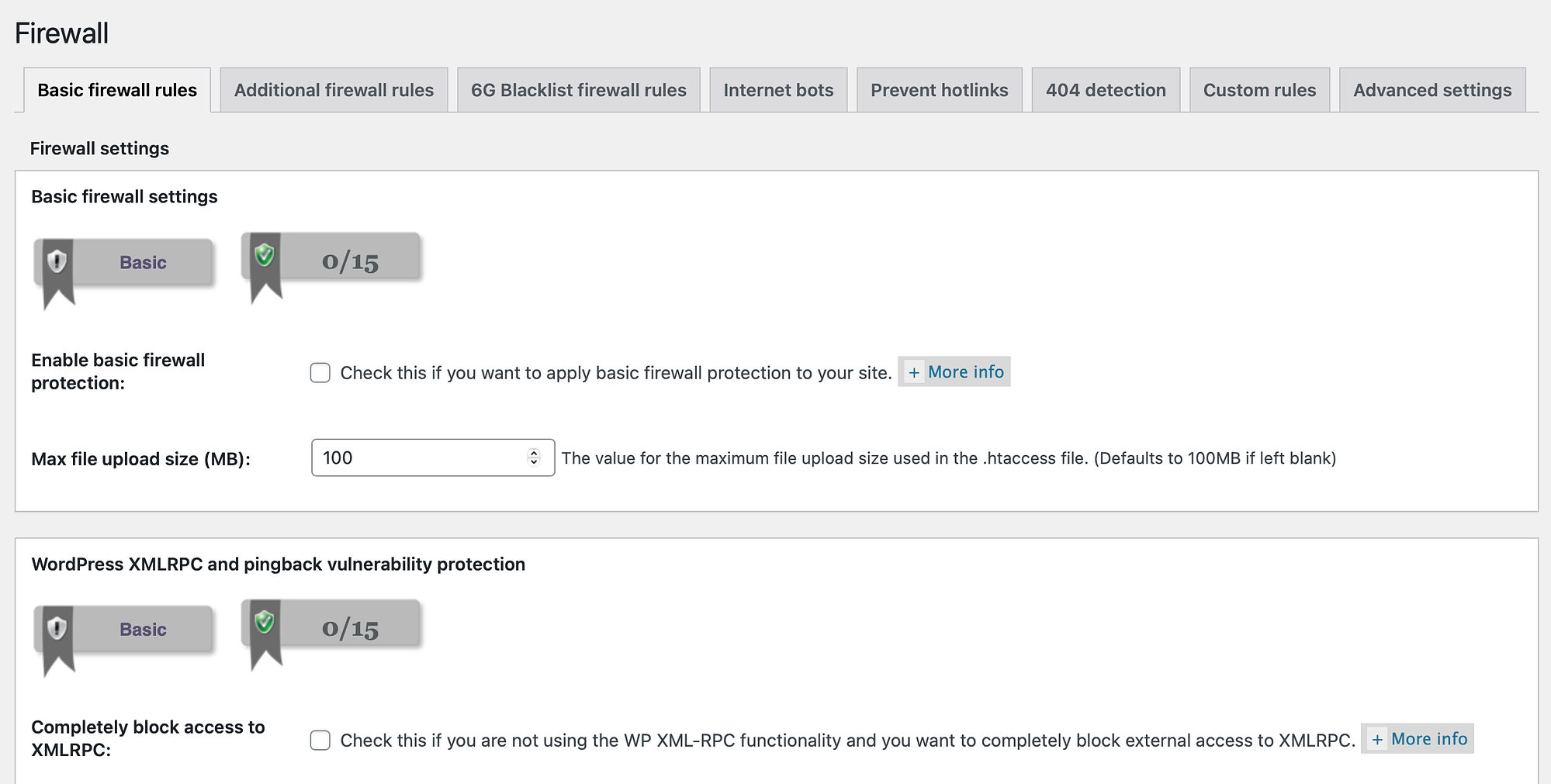 Firewall All-In-One WP Security.