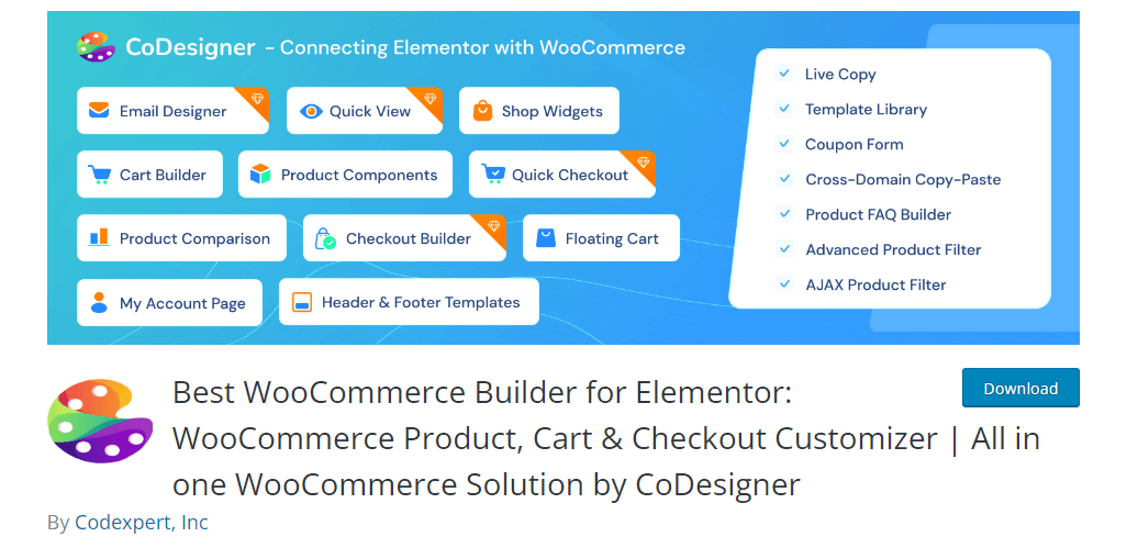 Componente aggiuntivo WooCommerce Woolementor (CoDesigner).