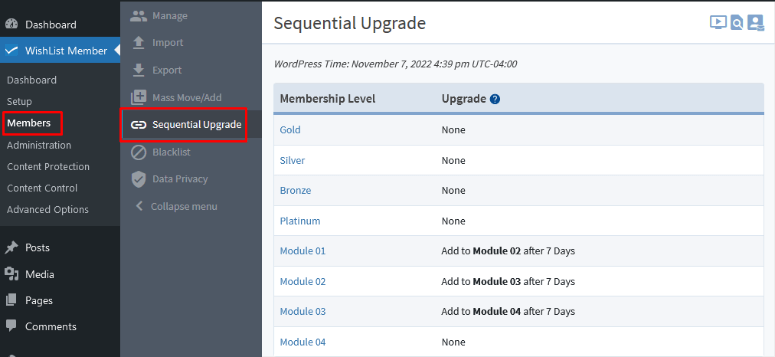 Mise à niveau de membre de la liste de souhaits