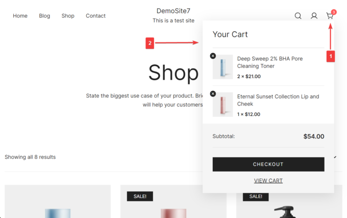 mini carrito predeterminado woocommerce