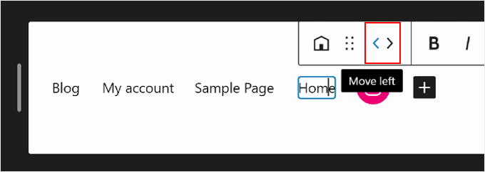Moving menu blocks to the left in WordPress Full Site Editing