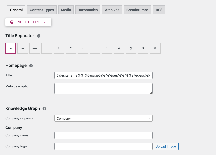 การตั้งค่าทั่วไปของ Yoast SEO