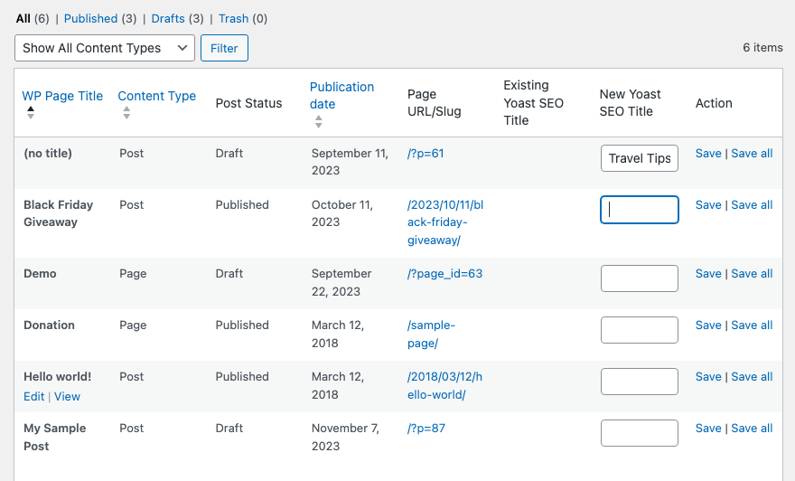 Yoast-Masseneditor