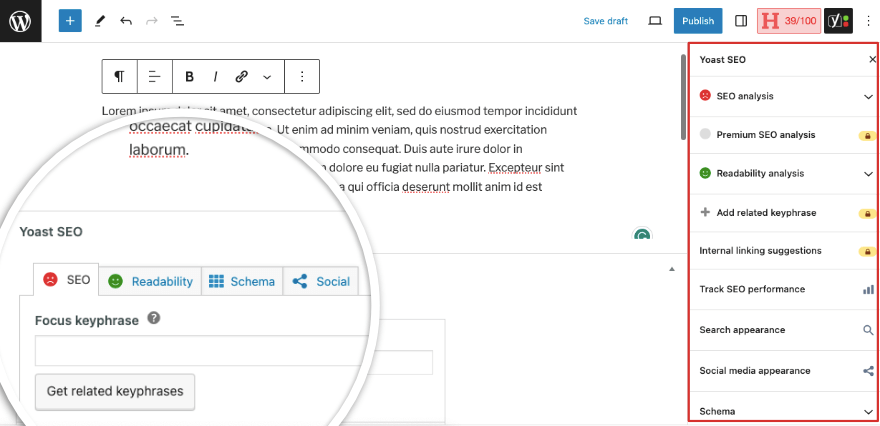 Yoast 頁面部分的 SEO