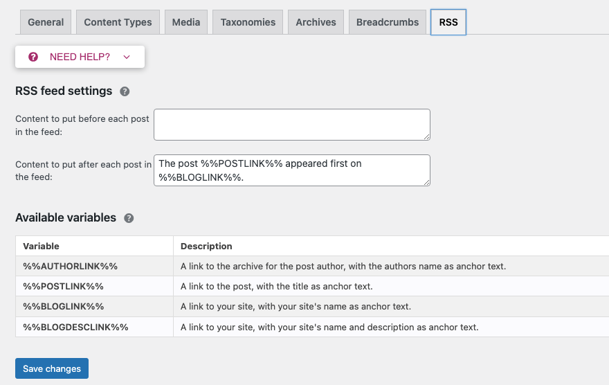 RSS SEO Yoast