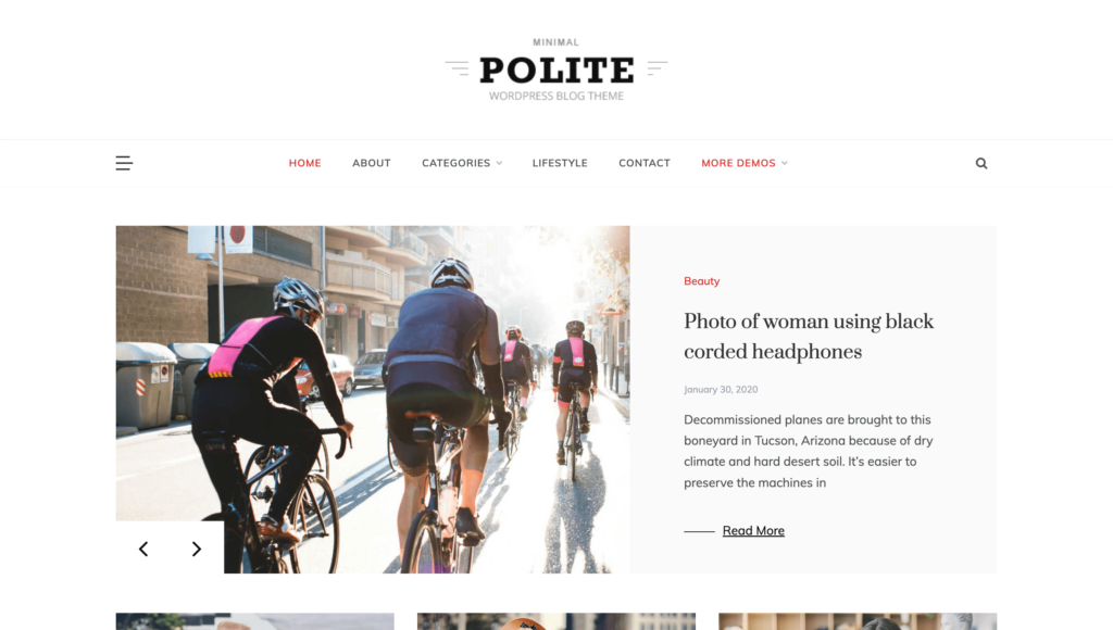 Polite Minimal - ธีมบล็อก WordPress ที่เรียบง่าย