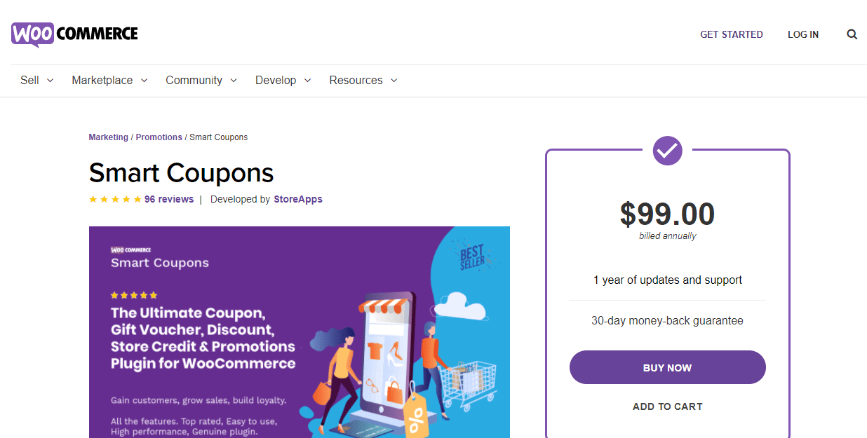 Le plugin Smart Coupons est très flexible et facile à utiliser, fournit des fonctionnalités essentielles pour créer des cartes-cadeaux : envoyer des cartes-cadeaux par e-mail, ajouter des messages, définir des dates d'expiration.