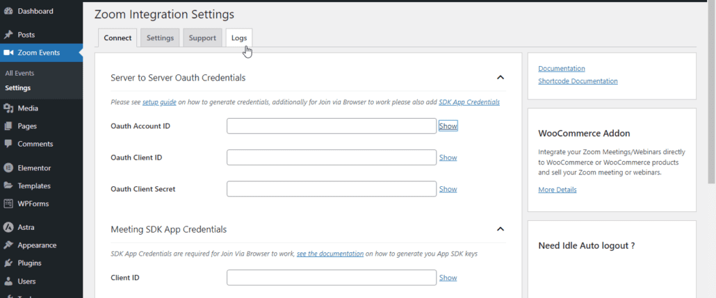 Zoom-Integrationseinstellungen – WordPress-Zoom-Plugin