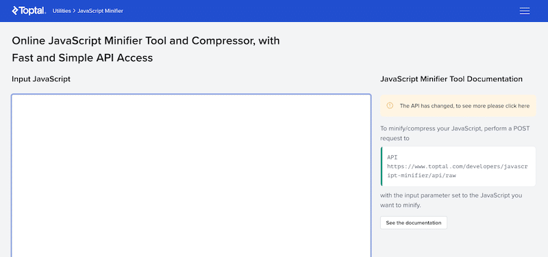 JS en línea minificado - Fuente: Toptal