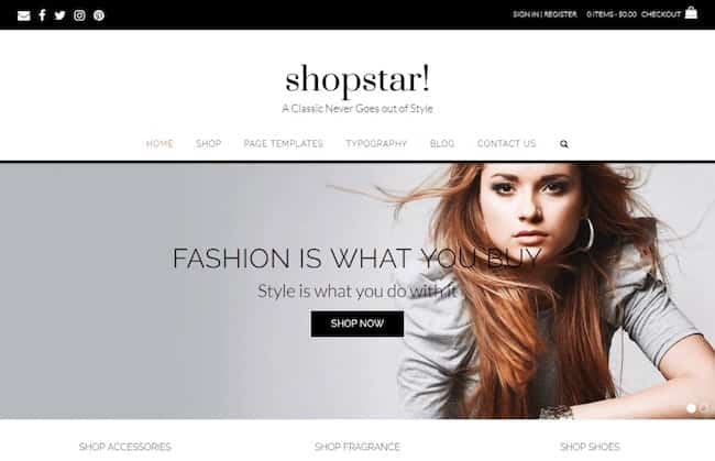 Tema del sito eCommerce di Shopstar per WordPress