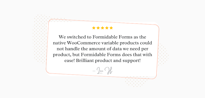 Complemento testimonial de WooCommerce Formidable Forms