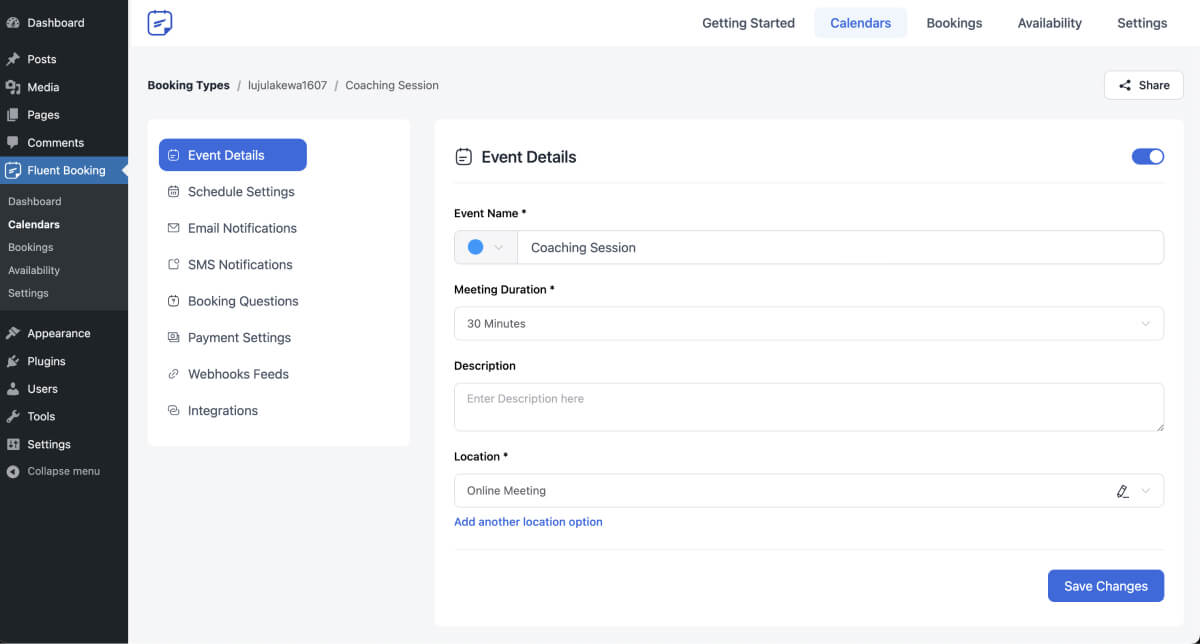 การตั้งค่าการจัดการกิจกรรม FluentBooking