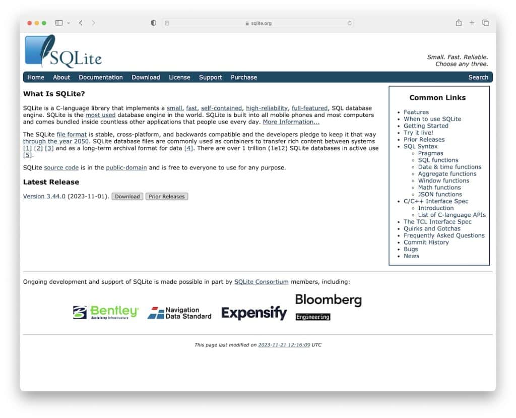 ซอฟต์แวร์ฐานข้อมูลโอเพ่นซอร์ส sqlite