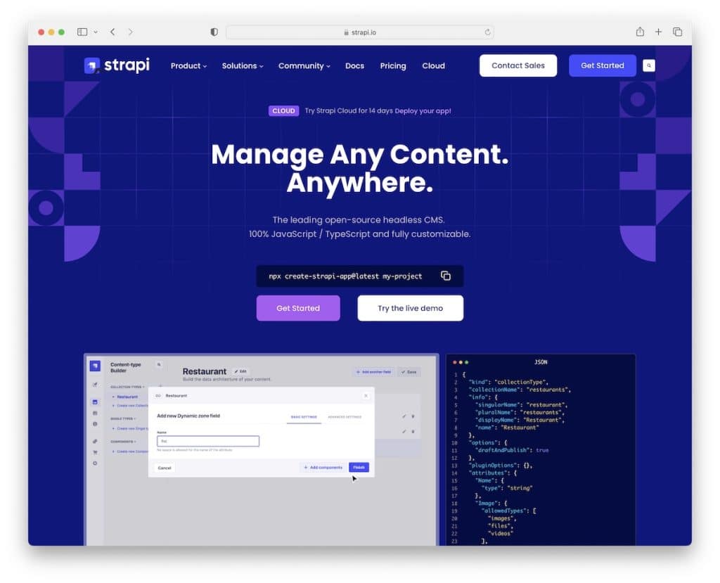 strapi melhor cms para reagir