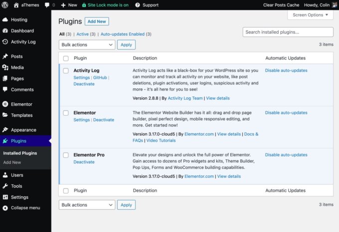 Anda masih dapat menginstal plugin, screenshot halaman Plugins di area admin WordPress