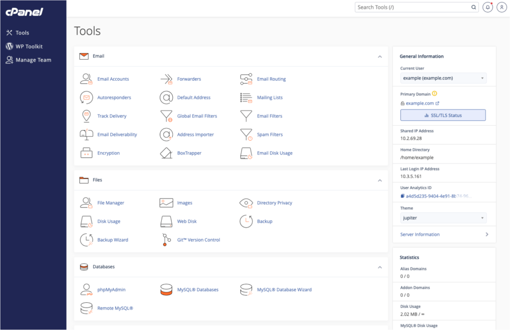 Interfaccia cPanel