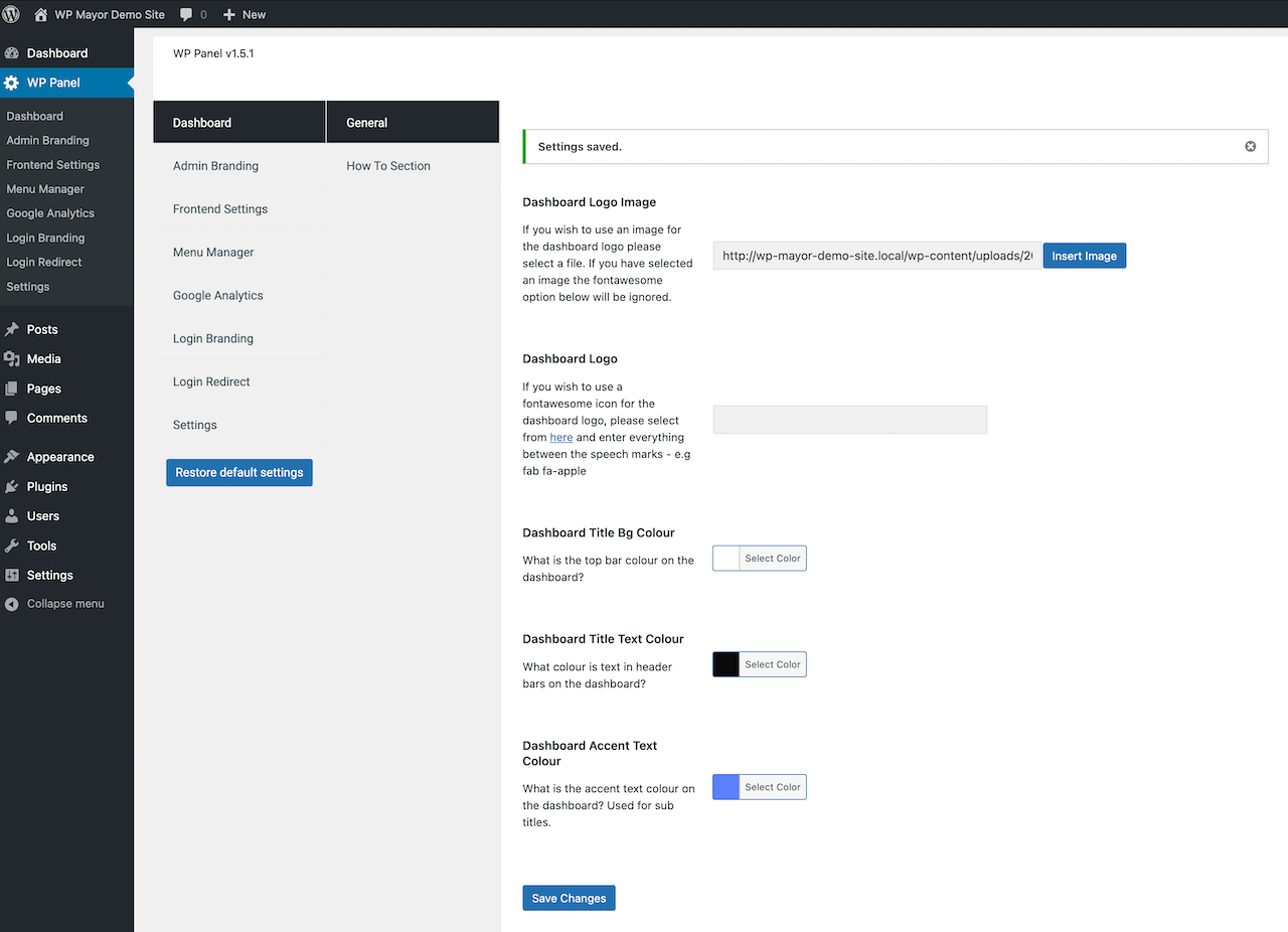 Panel de control de WP