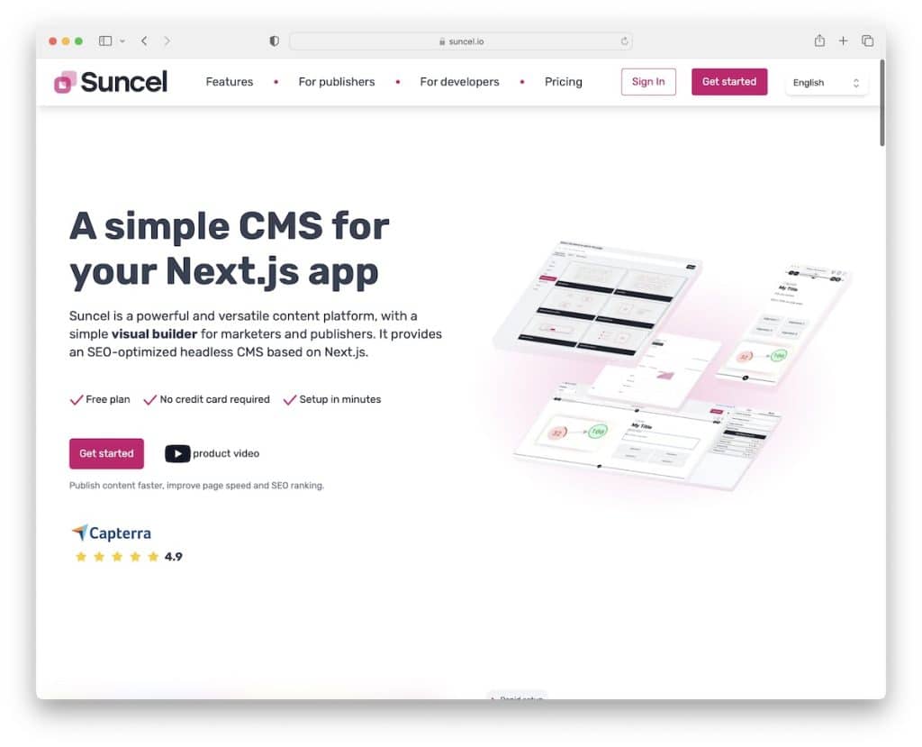 nextjs の suncel cms