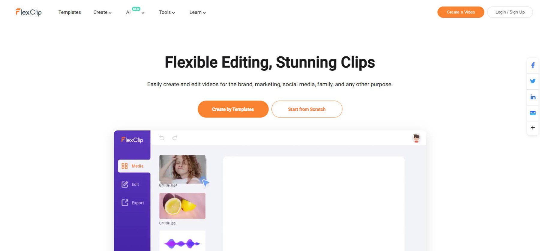 صفحة FlexClip الرئيسية - أكتوبر 2023