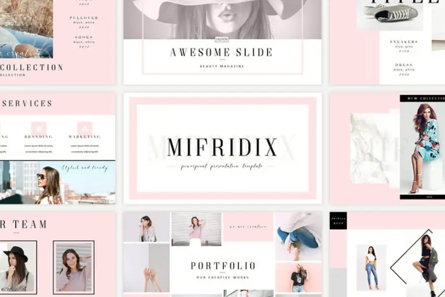 Modelo de PowerPoint de moda grátis Mifridix -