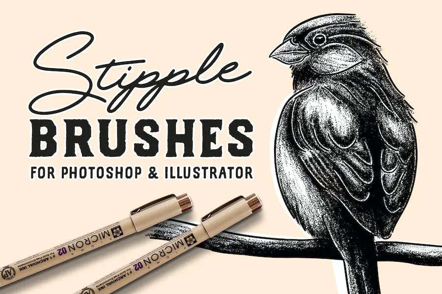 Stipple-Pinsel-Set für Photoshop und Illustrator -