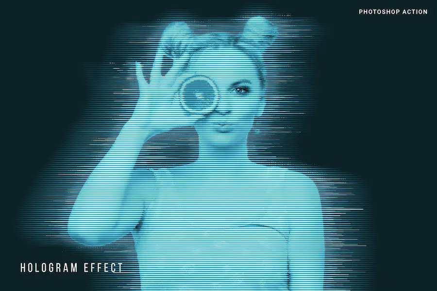 Tindakan Photoshop Efek Hologram -