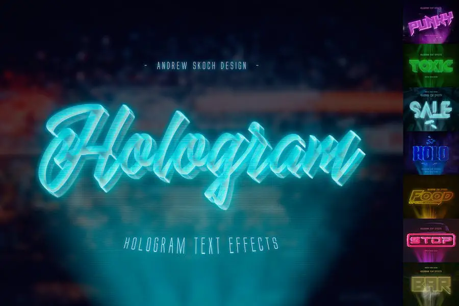 Efek Teks Hologram -