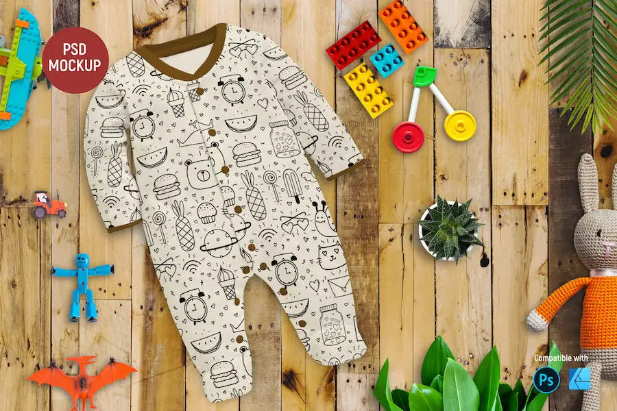 Mockup di vestiti per bambini a maniche lunghe -