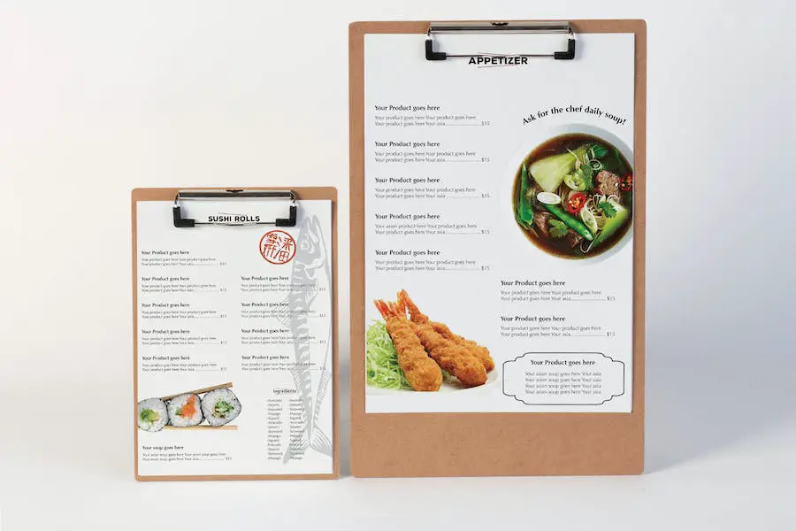 Mock Up meniu restaurant -