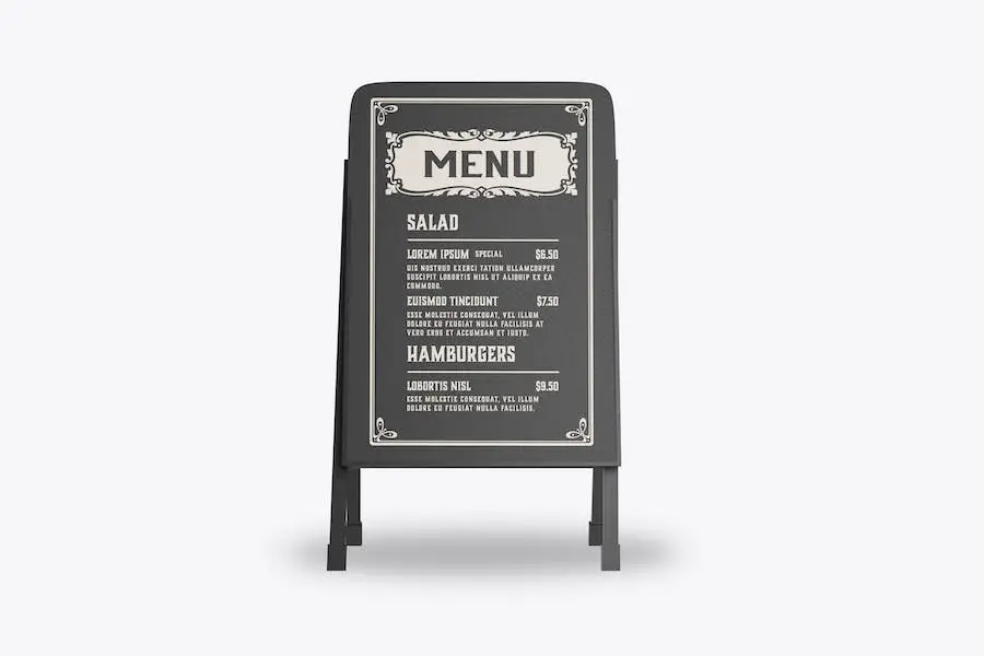 Mockup della scheda del menu all'aperto -