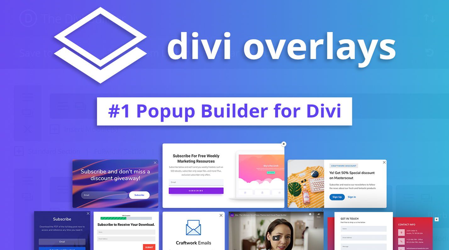 Fonctionnalité de popups de superposition Divi