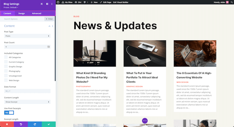 Module Blog – Source : Divi