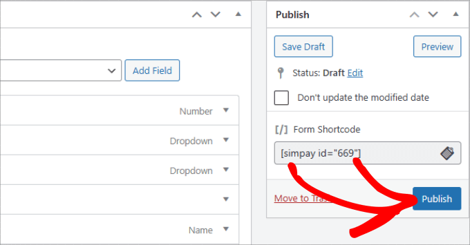 Publish WP Simple Pay form