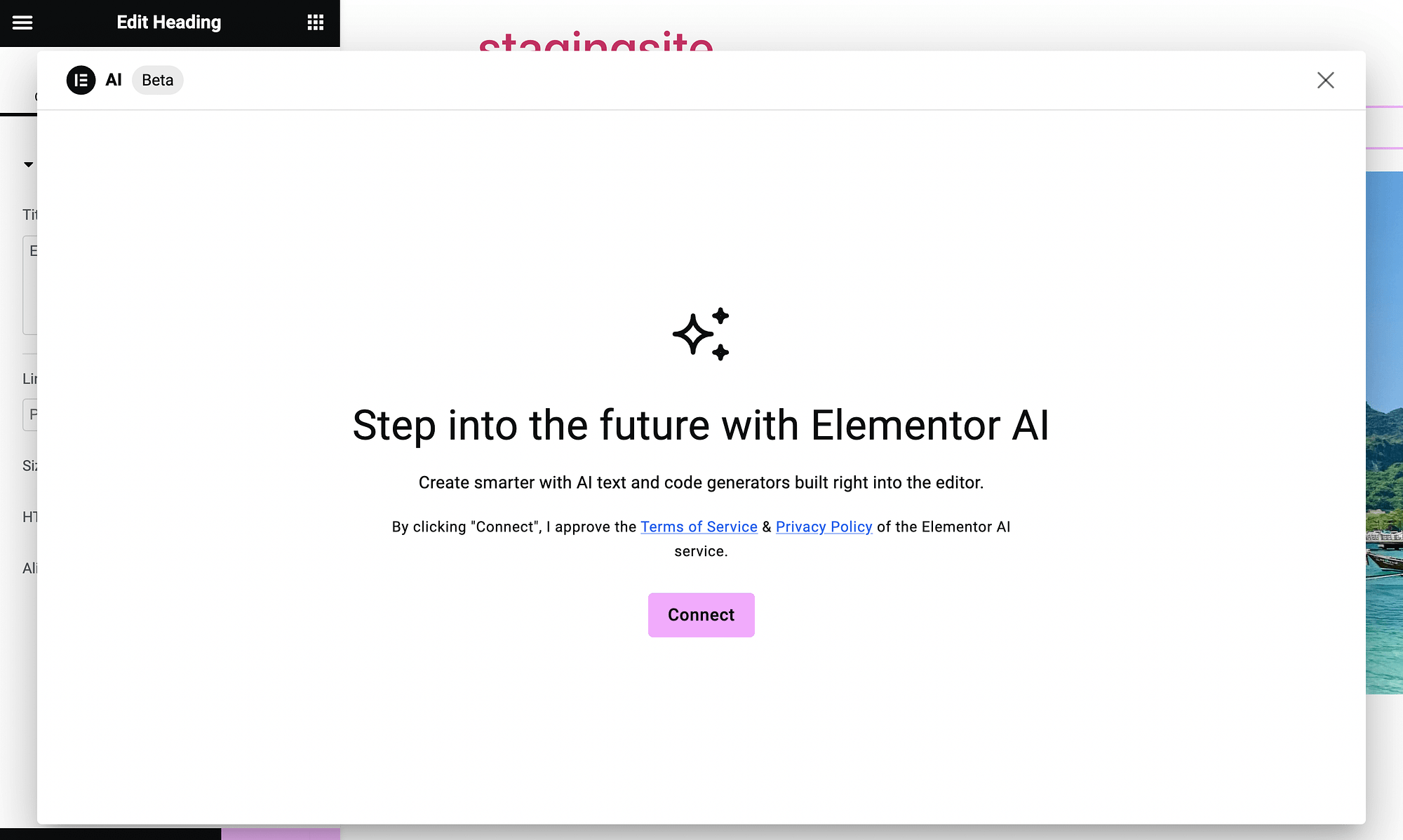 Conéctese a Elementor AI.