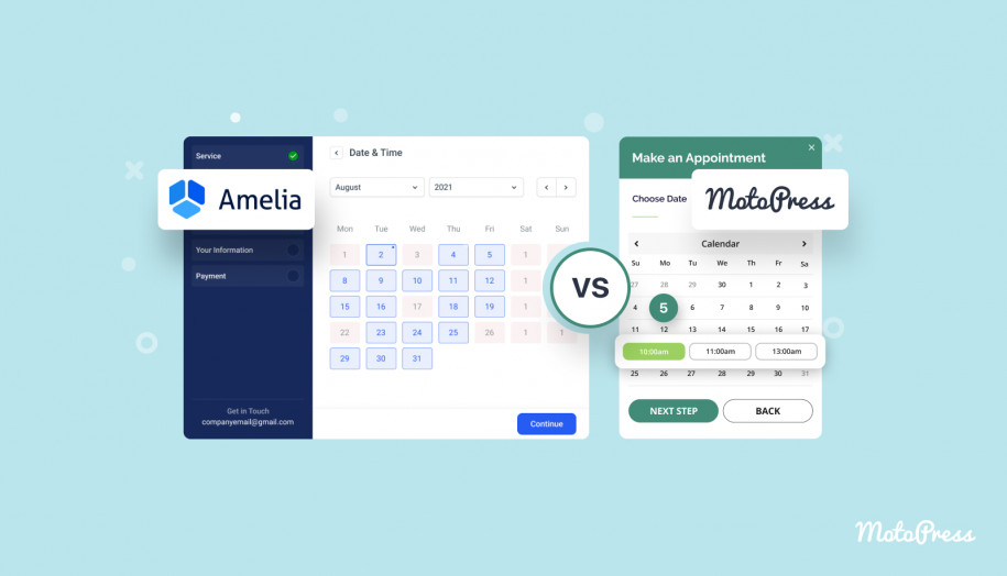 Comparação de Amelia com o plugin MotoPress Hotel Booking.