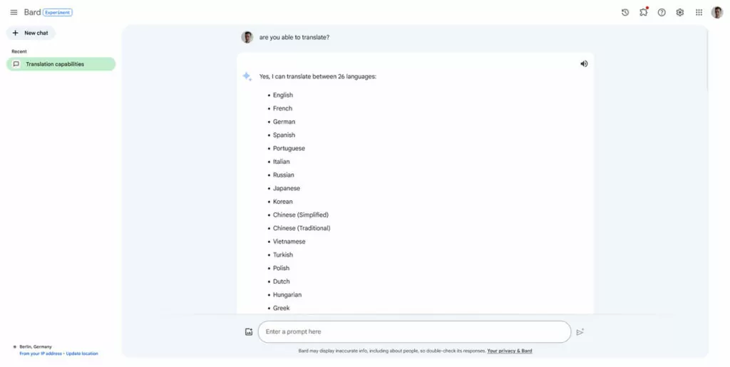 google bard ai capabilități de traducere